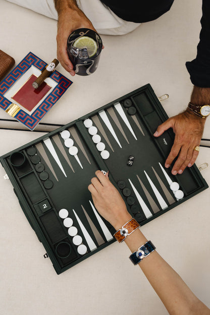 Hanover Large Backgammon in Saddle Leather