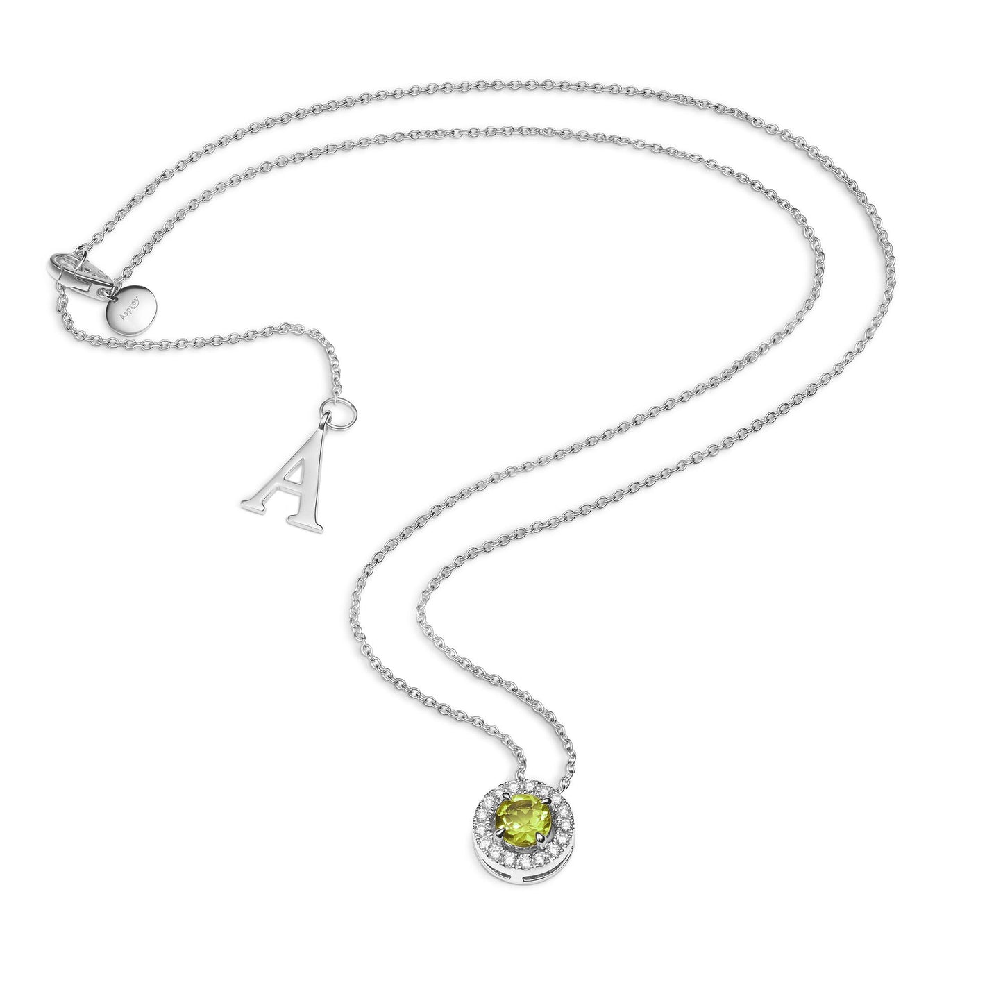 Platinum Pendant with Green Peridot and Diamonds