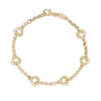 Hearts Bracelet in Sterling Silver Gilt