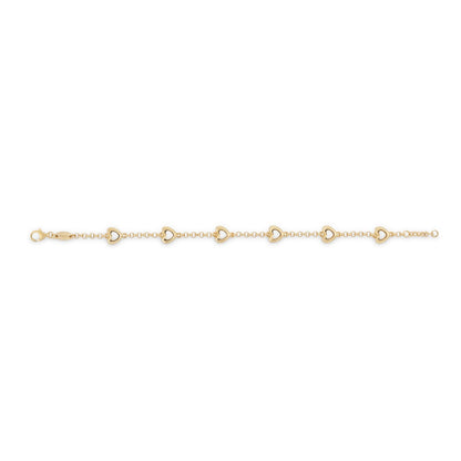 Hearts Bracelet in Sterling Silver Gilt