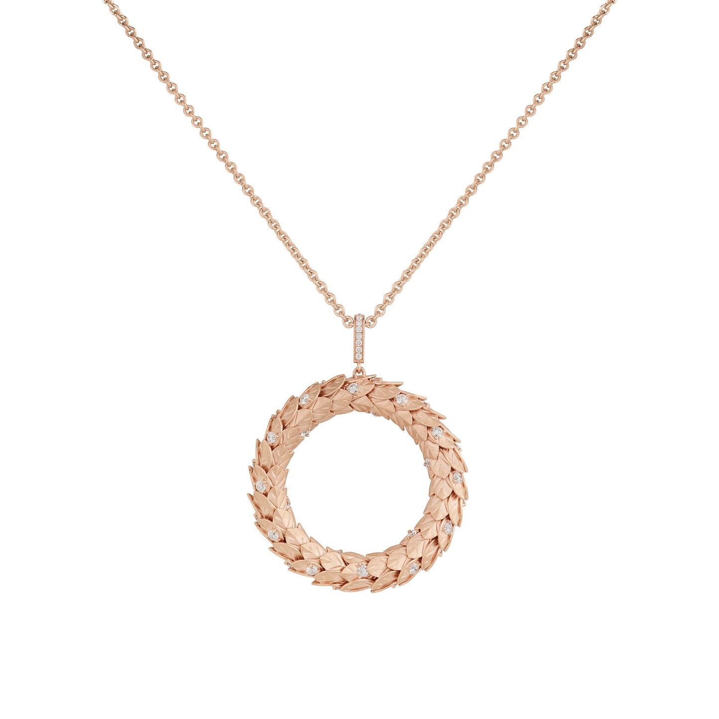 Wreath Pendant in 18ct Rose Gold with Pavé Diamonds