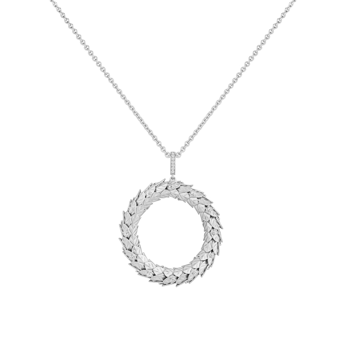 Wreath Pendant in 18ct White Gold with Pavé Diamonds