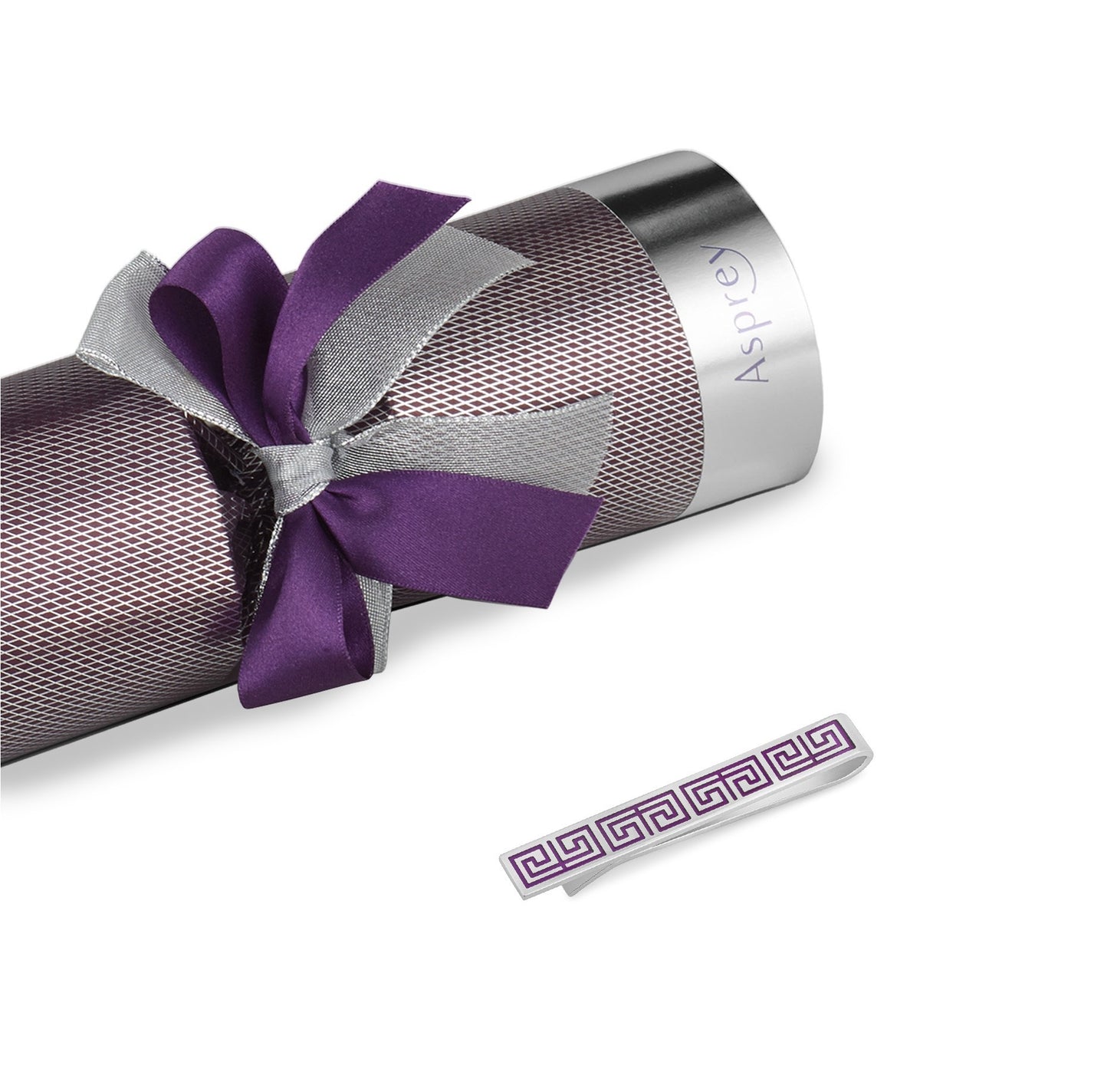 Christmas Cracker with Sterling Silver & Purple Enamelled Tie Clip