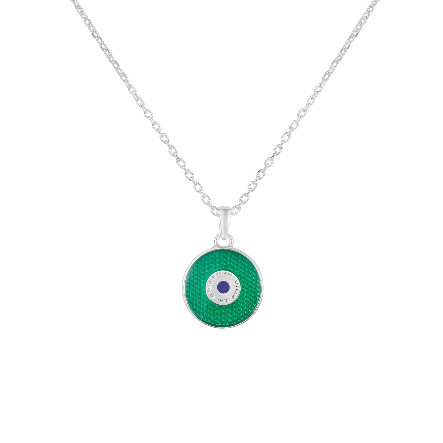 Christmas Cracker with Sterling Silver & Green Enamelled 167 Button Pendant