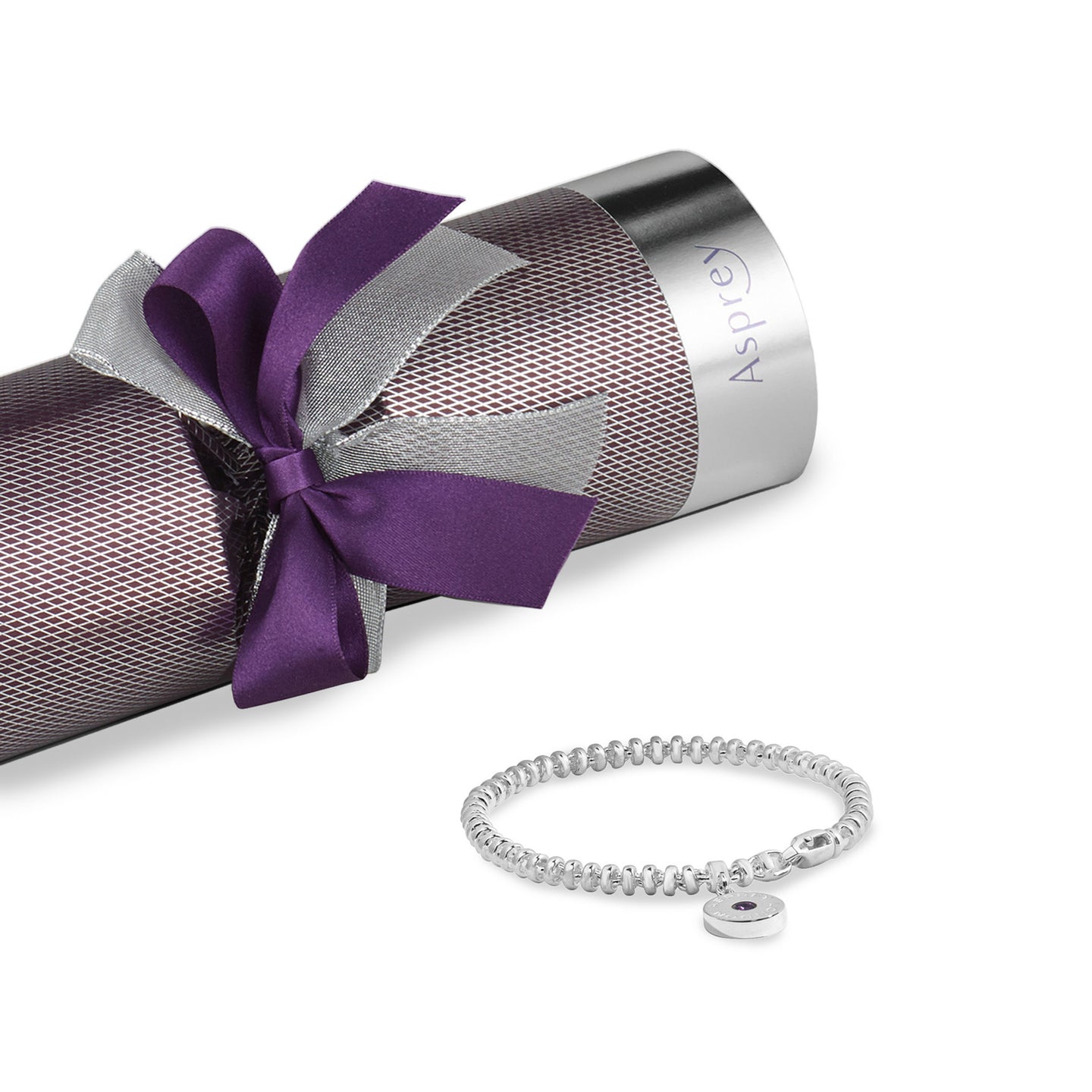 Christmas Cracker with Sterling Silver Asprey London Amethyst Button Bracelet