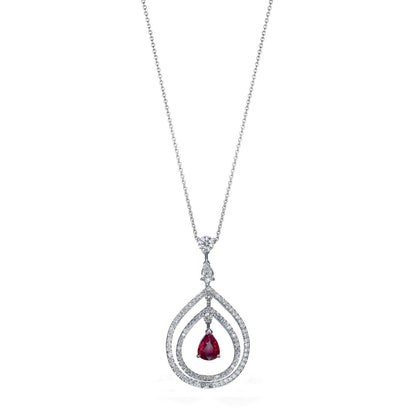 Pendant in Platinum with Pavone Ruby