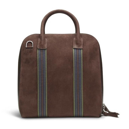 GMT Zip Briefcase in Soft Grain Leather & Nubuck with Striped Webbing