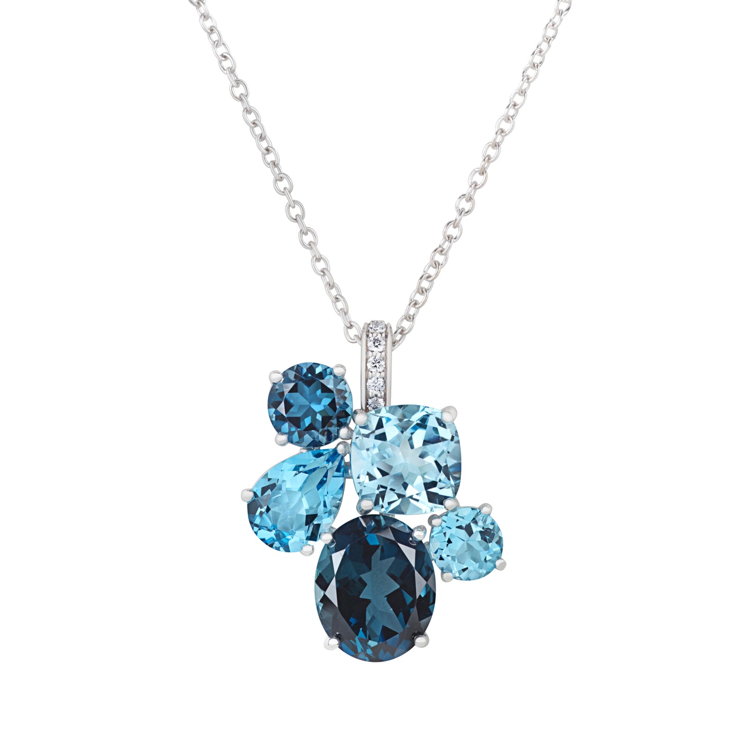 Chaos Pendant in 18ct White Gold with Blue Topaz