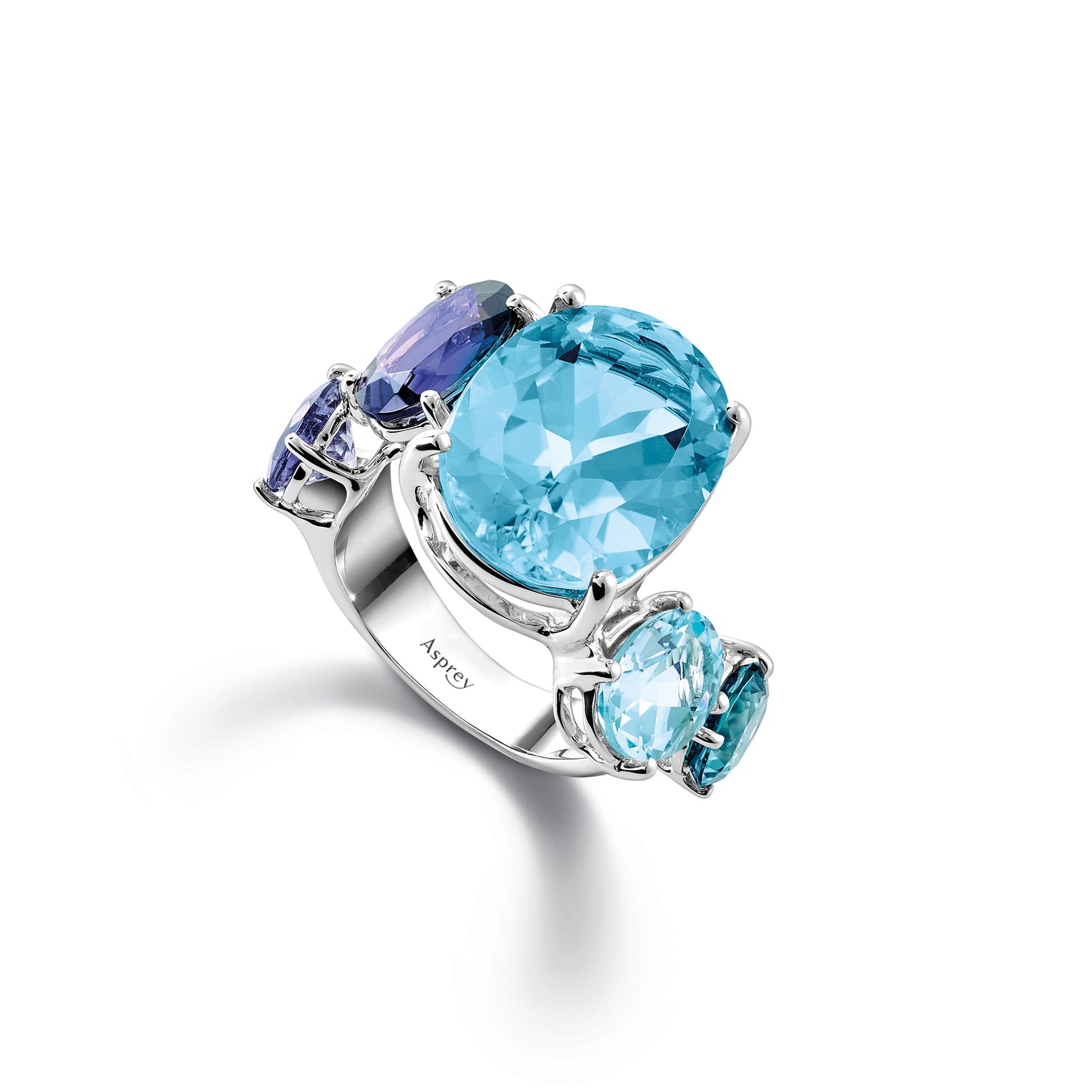 Colour Chaos Ring in 18ct White Gold with Blue Topaz and Iolite