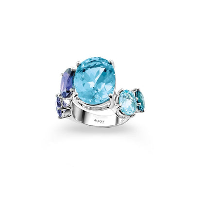 Colour Chaos Ring in 18ct White Gold with Blue Topaz and Iolite