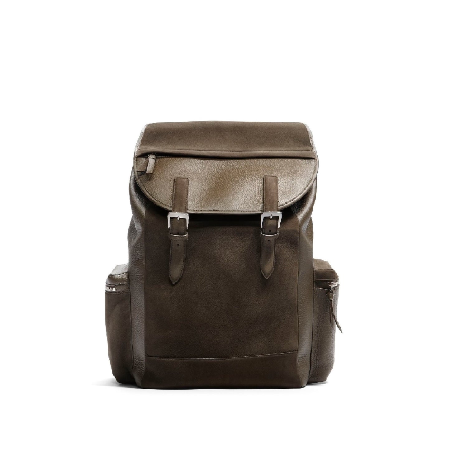 GMT Rucksack in Soft Grain Leather & Nubuck with Striped Webbing