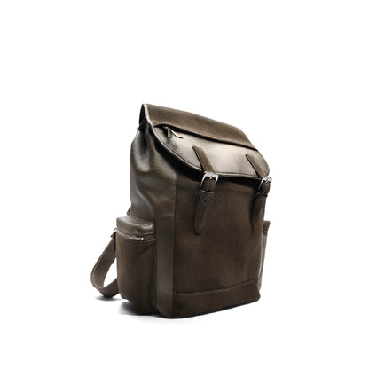 GMT Rucksack in Soft Grain Leather & Nubuck with Striped Webbing