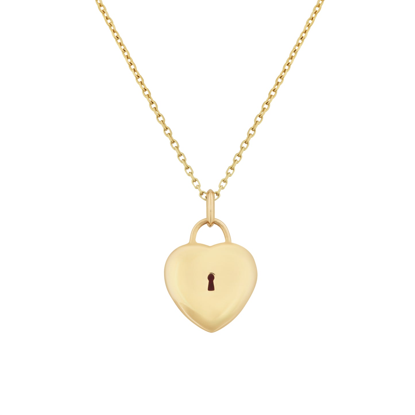 Padlock Heart Pendant in 18ct Yellow Gold with Rubelite & Diamonds