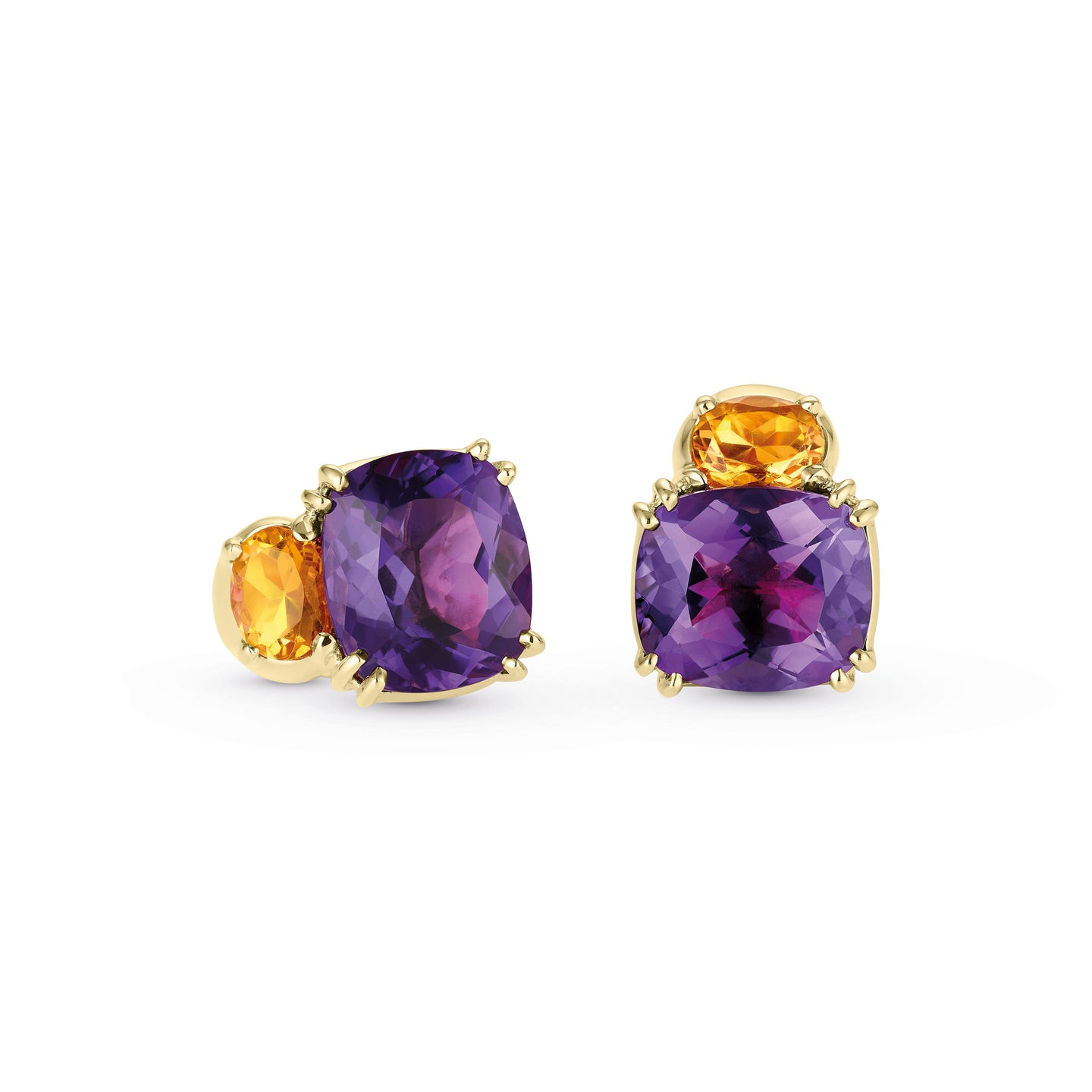 Maxi Chaos Earrings in 18ct Yellow Gold with Amethyst and Citrine