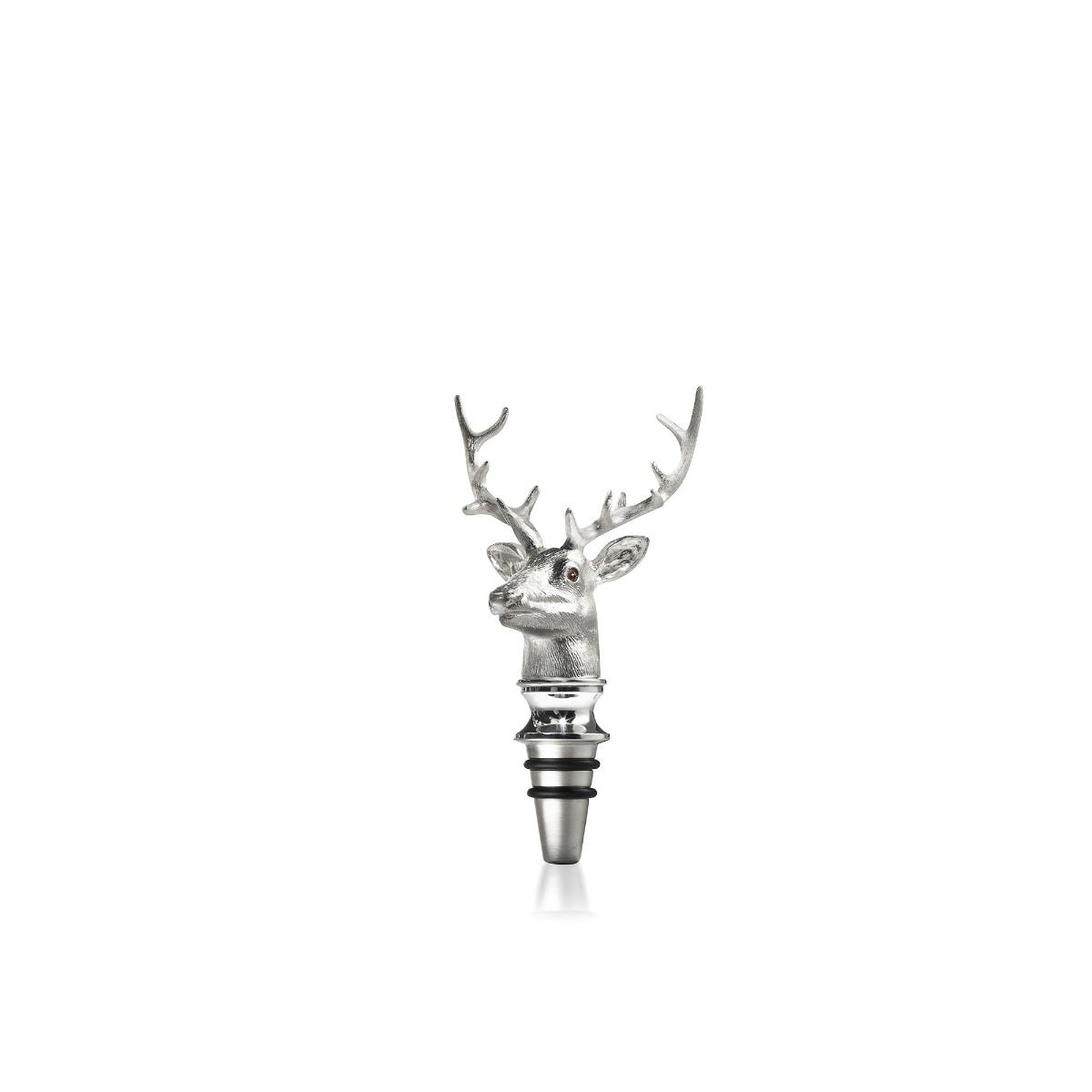 Stag Head Bottle Stopper in Sterling Silver